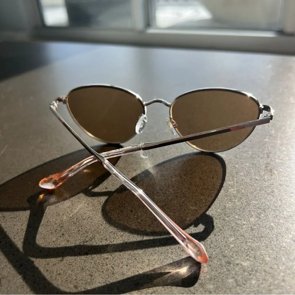 Sunglasses Florence By Mills Silver Frame Brown Lens Cat-Eye Style